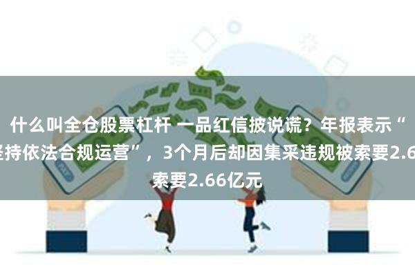 什么叫全仓股票杠杆 一品红信披说谎？年报表示“始终坚持依法合规运营”，3个月后却因集采违规被索要2.66亿元